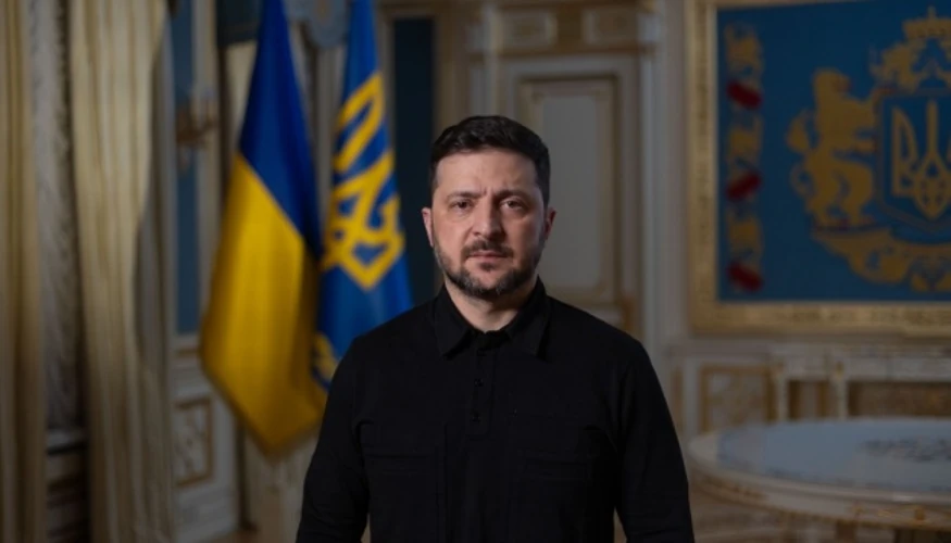 Президент Володимир Зеленський під час запису вечірнього відеозвернення